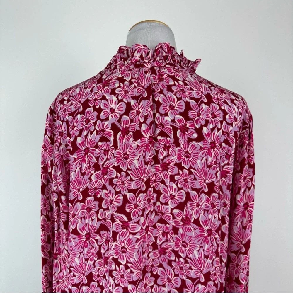 Rungolee Francesca Fuchsia Taffiti Floral Silk Top Size Large